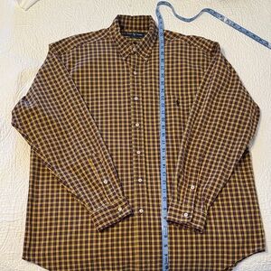 Ralph Lauren Men's Checkered Shirt - Brown and Yellow